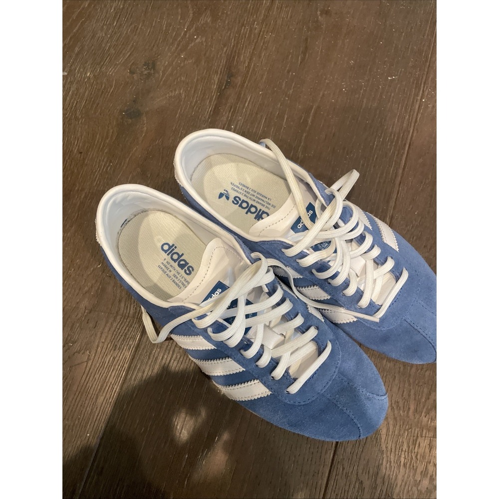 adidas Women’s Light Blue and White Suede Athletic Shoes - Picture 2 of 7